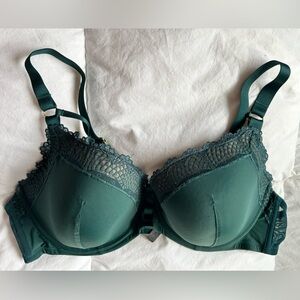 Adore Me Forest Green Lace Trim T-Shirt Bra